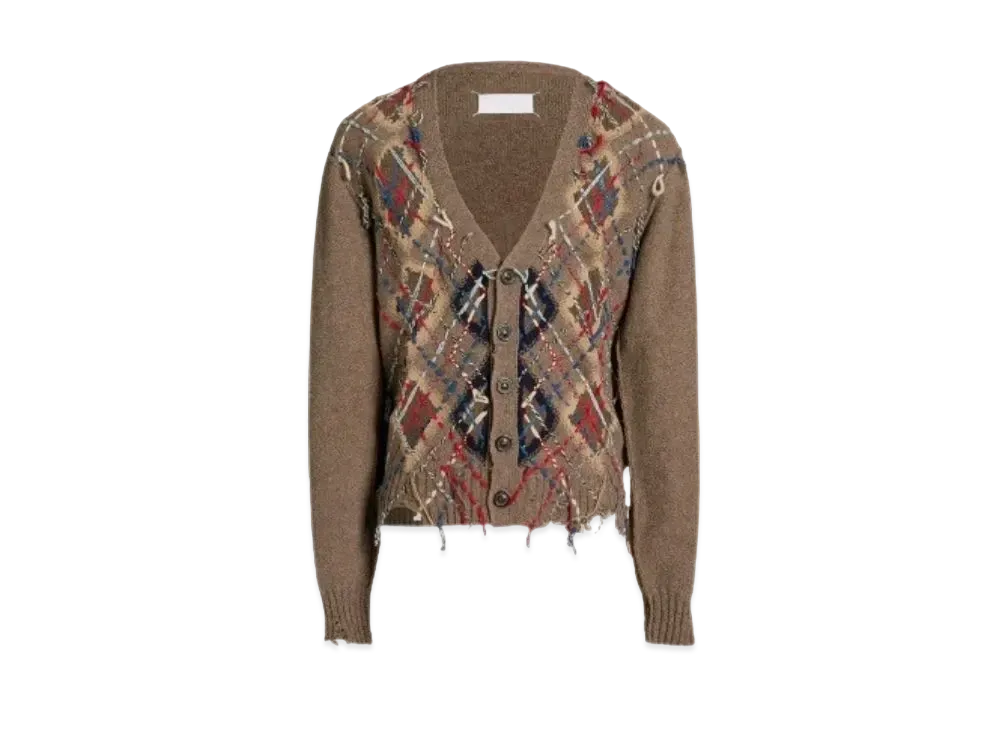 Maison Margiela Cut-Out Knit Cardigan "Walnut/Navy Blue"