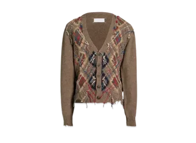 Maison Margiela Cut-Out Knit Cardigan "Walnut/Navy Blue"