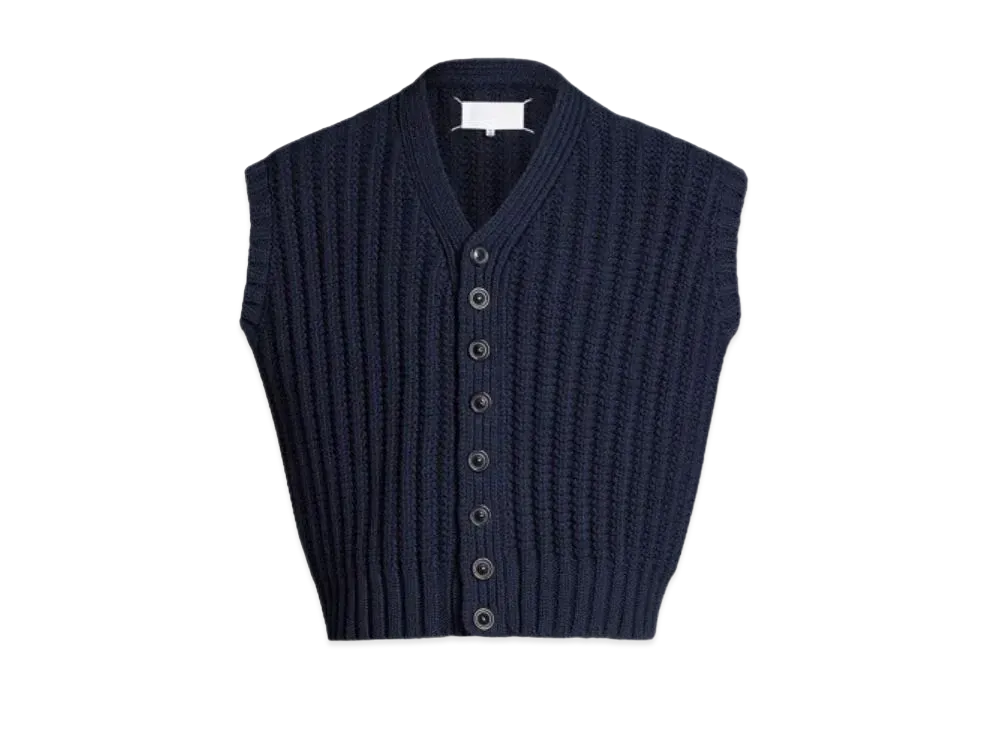 Maison Margiela Wool Vest Cardigan "Navy"