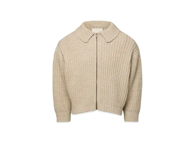 Maison Margiela Men's Distorted Knit Zip Sweater "Ecru"