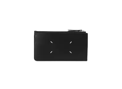 Maison Margiela Calfskin Leather Stitch Zipped Card Holder "Black"