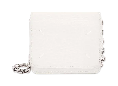 Maison Margiela Women's Leather Card Holder With Iconic Stitching "White"