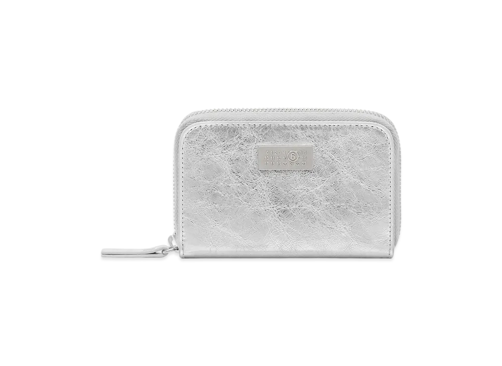 MM6 Maison Margiela Numeric Leather Zip Wallet "Silver"