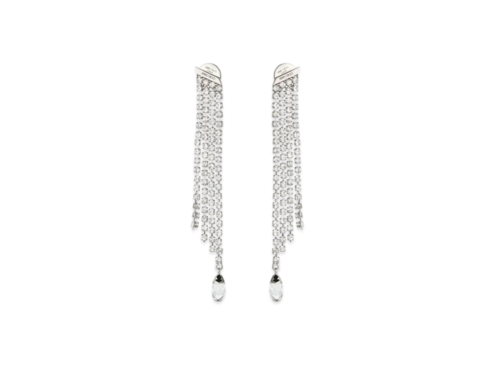 Jimmy Choo Saeda Fringe Earring "Silver/Crystal"