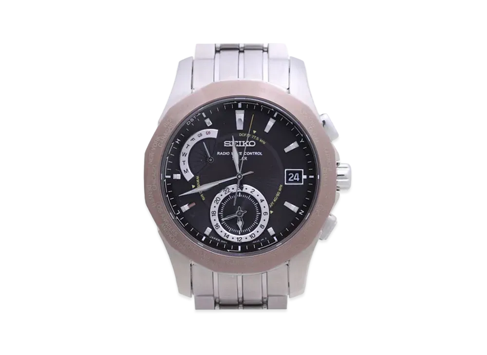 SEIKO Brights World Time Solar Radio "Brown" SAGA005