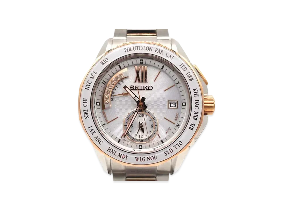 SEIKO Brightz Solar Radio World Time Executive Line "White" SAGA142