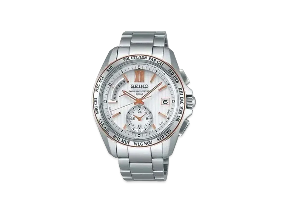 SEIKO Brights Solar Radio World Time "Silver" SAGA146