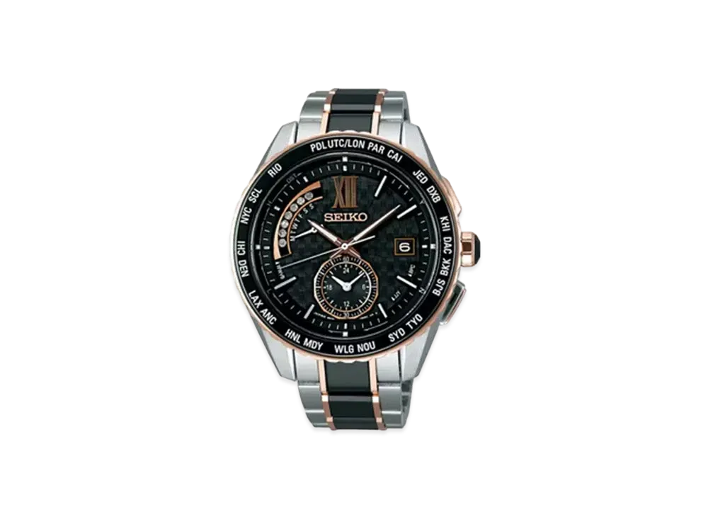SEIKO Brightz Solar Radio Watch World Time "Black" SAGA174