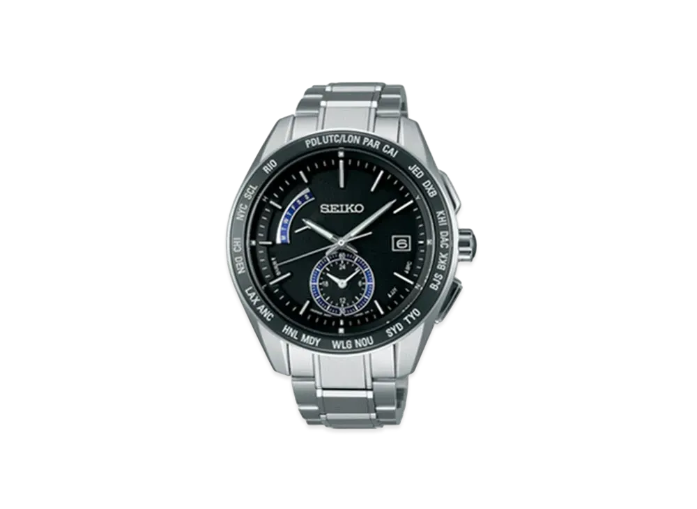 SEIKO Brightz Solar Radio Watch World Time "Black" SAGA179