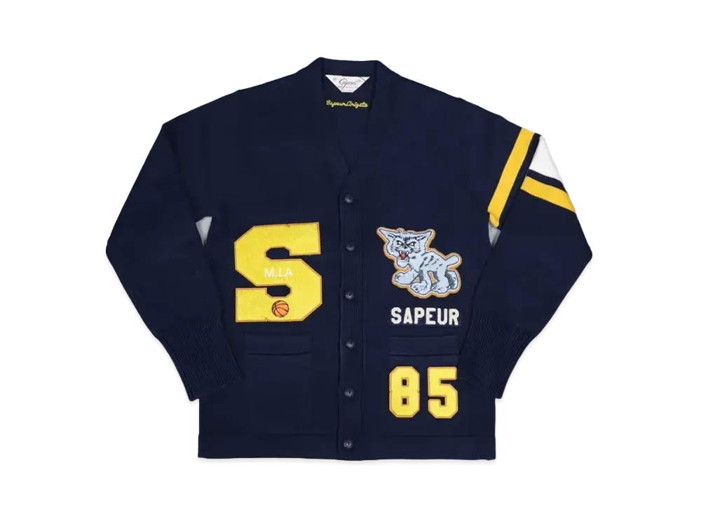 SAPEur Lettered Cardigan Jacket "Navy"