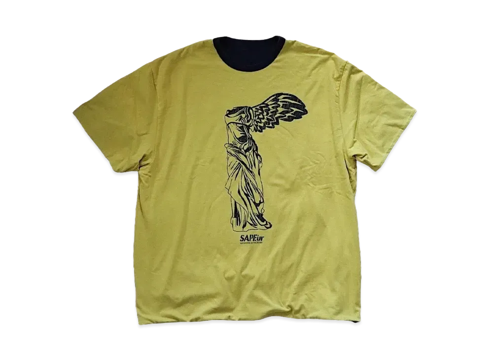 SAPEur Next Stop Is Tokyo Limited Reversible T-Shirt "Yellow/Navy"