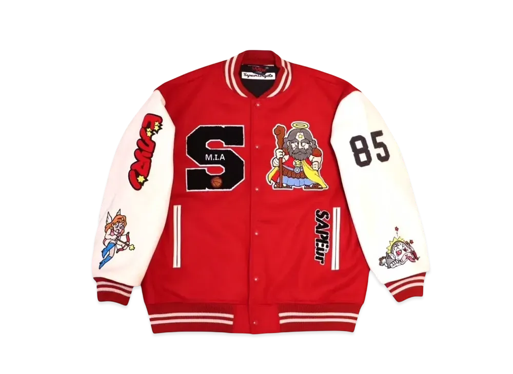 SAPEur x Bikkuriman Varsity Jacket Head Rococo "Red"