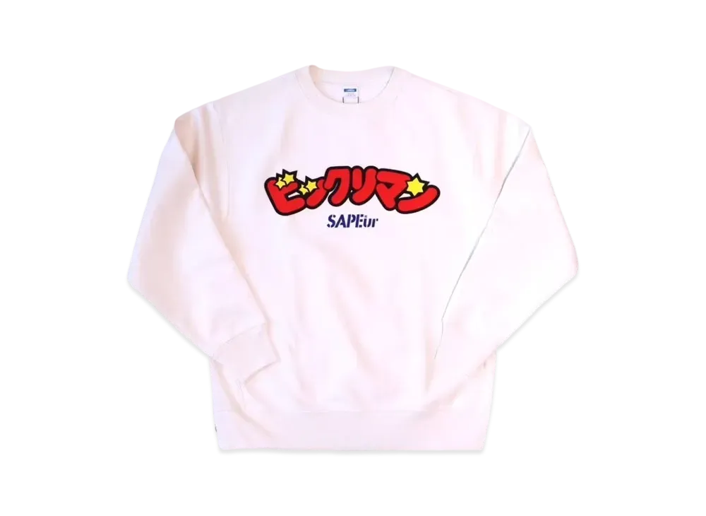 SAPEur x Bikkuriman Logo Crew Neck "White"