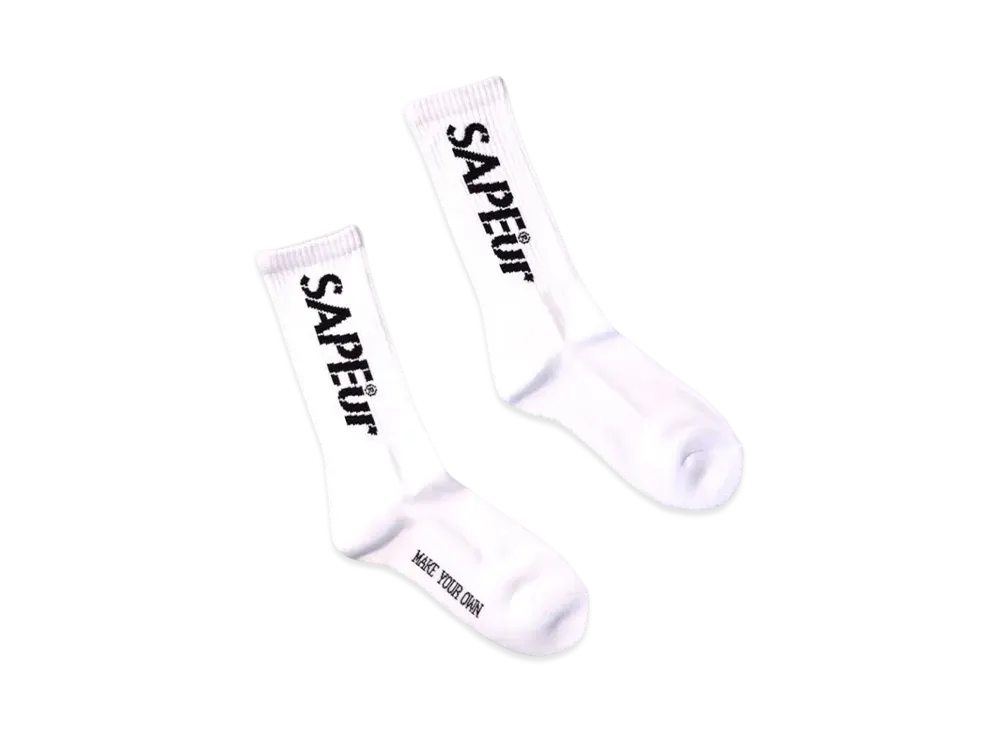 SAPEur Crew Socks Stencil Logo "White"