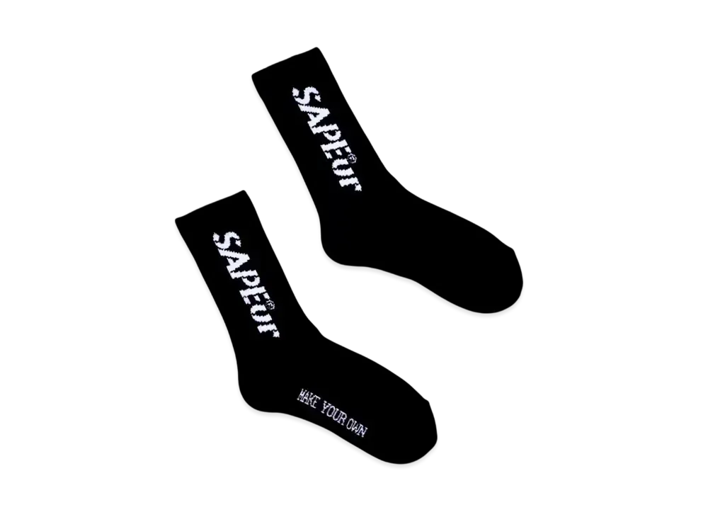 SAPEur Youth Crew Socks Stencil Logo "Black"