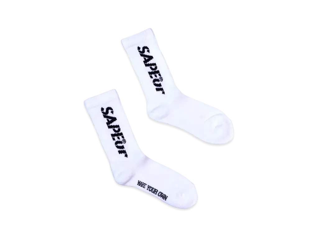 SAPEur Youth Crew Socks Stencil Logo "White"