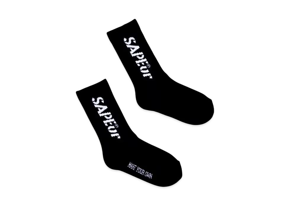 SAPEur Kid's Crew Socks Stencil Logo "Black"