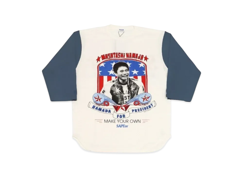 SAPEur x MASATOSHI HAMADA Hamada For Presiden 3/4 Sleeve "White Navy"