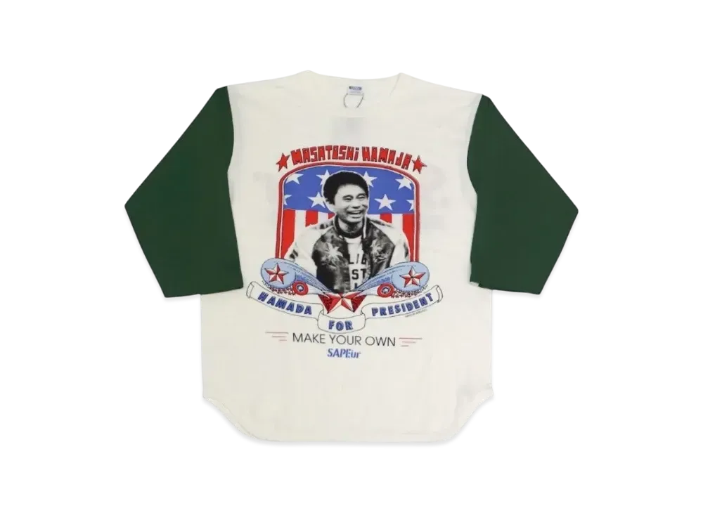 SAPEur x MASATOSHI HAMADA Hamada For Presiden 3/4 Sleeve "White Green"