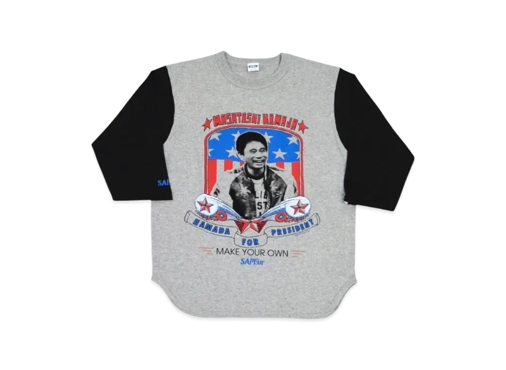SAPEur x MASATOSHI HAMADA Hamada For Presiden 3/4 Sleeve "Grey"