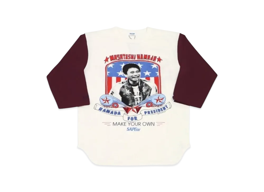 SAPEur x MASATOSHI HAMADA Hamada For Presiden 3/4 Sleeve "White Burgundy"