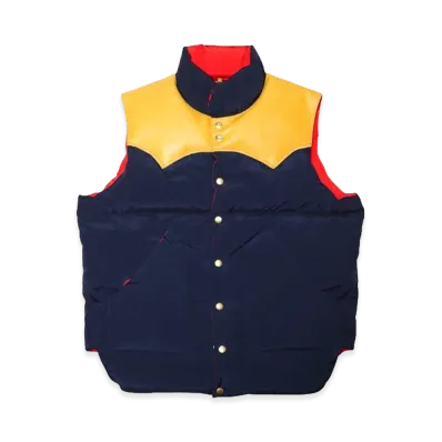 SAPEur Leather Yoke Down Vest "Navy"