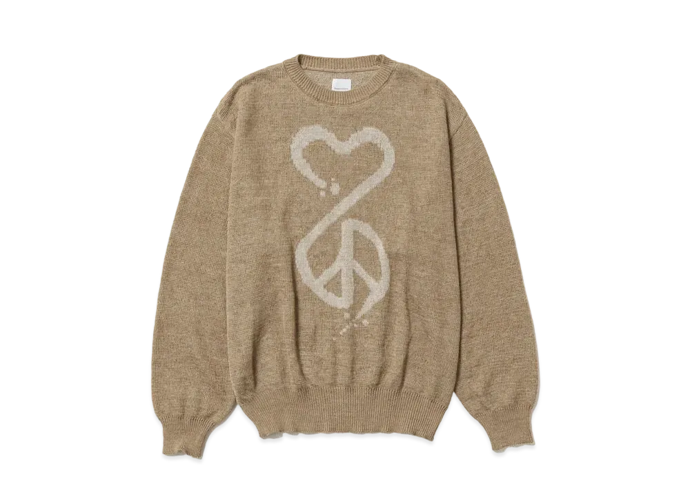 Sasquatchfabrix Calligraphic "Love & Peace" Knit "Beige"