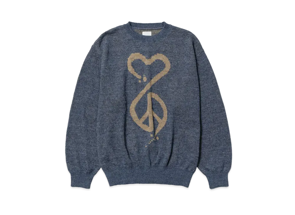 Sasquatchfabrix Calligraphic "Love & Peace" Knit "Indigo Blue"