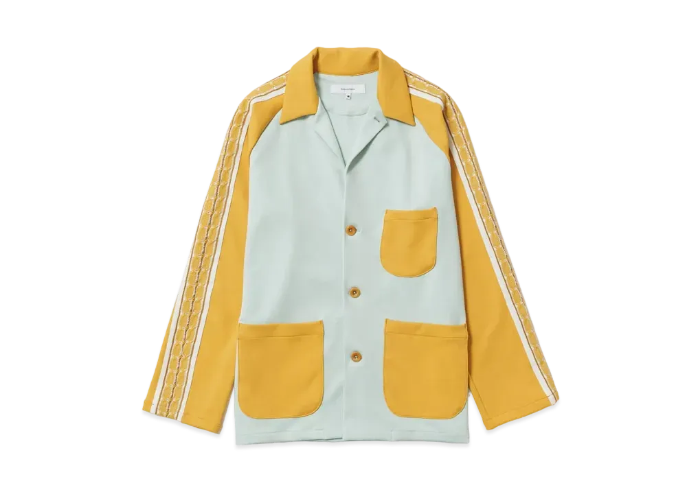 Sasquatchfabrix Lace Tape Track Lapel Jacket "Blue Steel X Apricot"