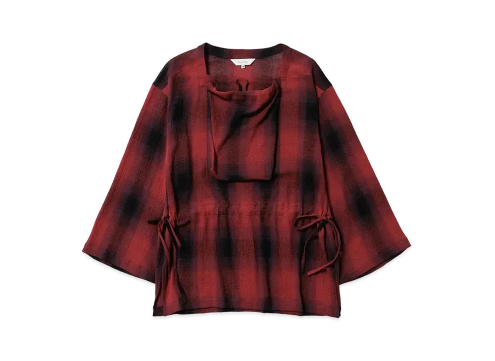 Sasquatchfabrix Dp Square Neck Harvest Smock "Red X Black Check"