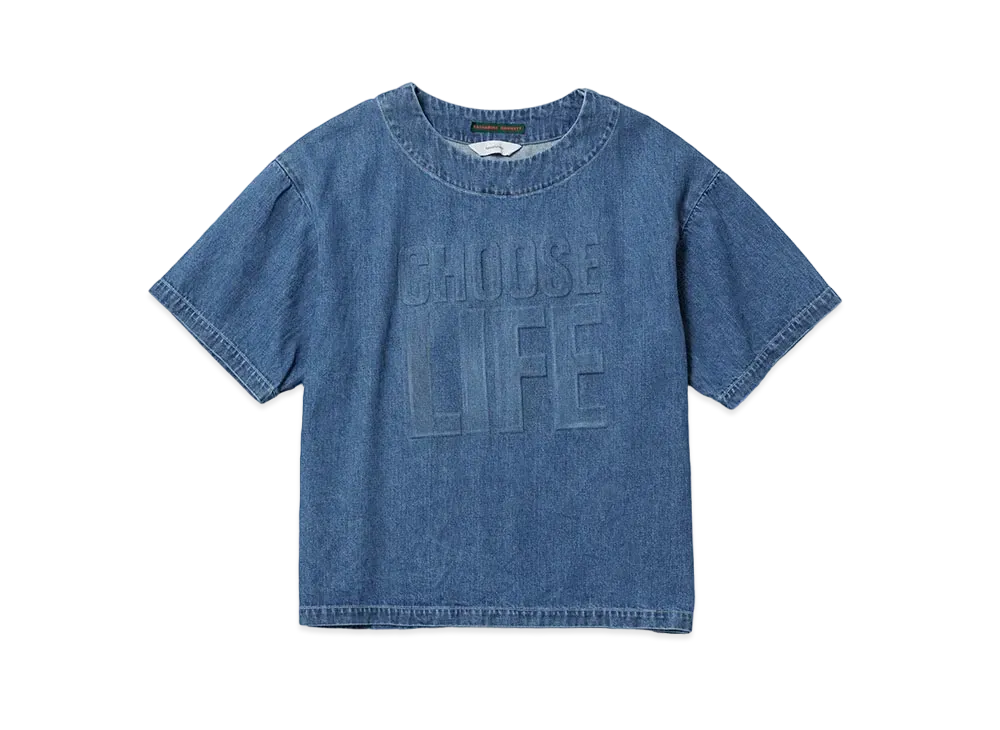 Sasquatchfabrix "Katharine Hamnett" Denim Smock Choose Life "Indigo Blue"