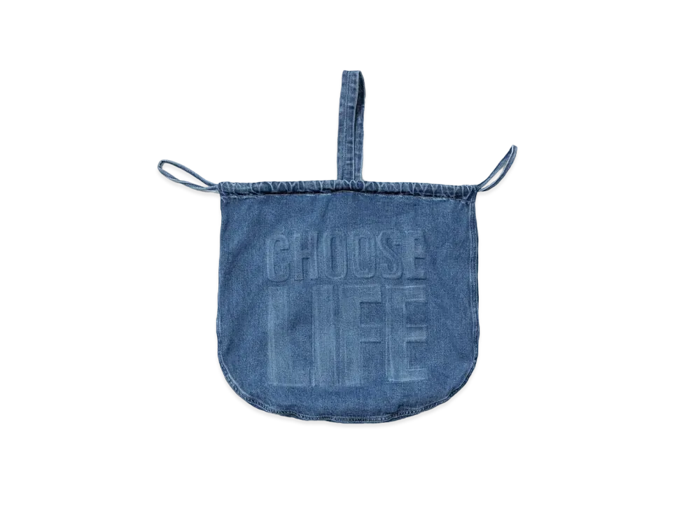 Sasquatchfabrix "Katharine Hamnett" Denim Helmet Bag Choose Life "Indigo Blue"