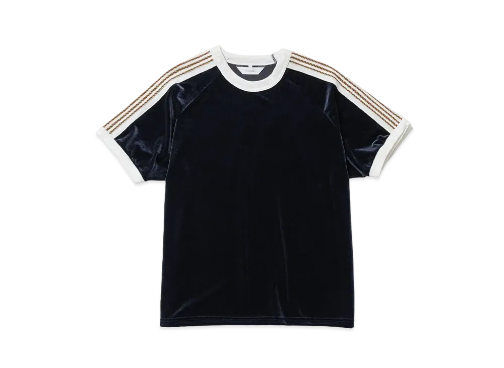 Sasquatchfabrix Lace Tape Velour T-Shirt "Navy"