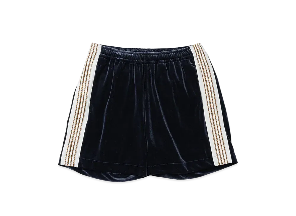 Sasquatchfabrix Lace Tape Velour Shorts "Navy"