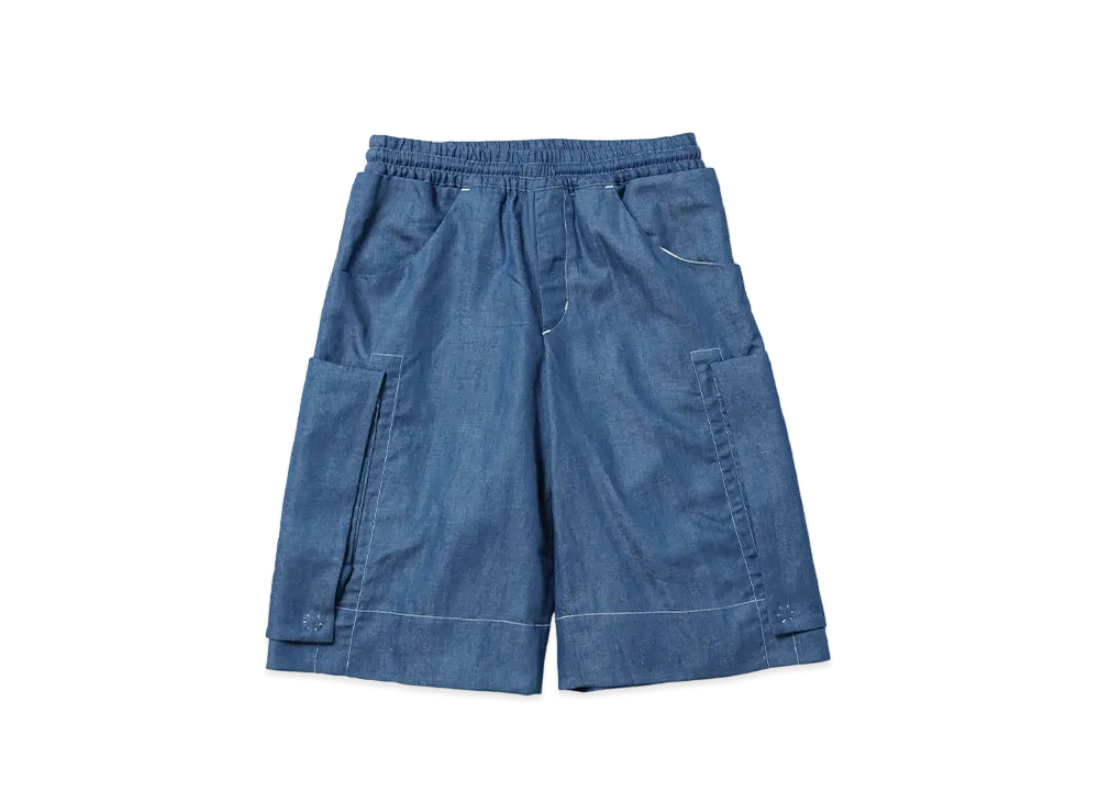 Sasquatchfabrix Full Flap Noneck H/S Denim Shirt "Indigo Blue"