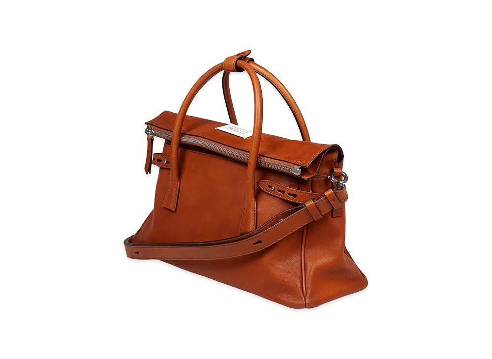 Maison Margiela Women's 5ac Handbag In Vintage Leather Cognac Color "Brown"