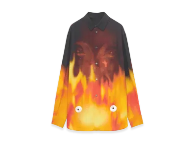 LOEWE x Howl's Moving Castle Calcifer Shirt in Viscose "Orange Multitone"