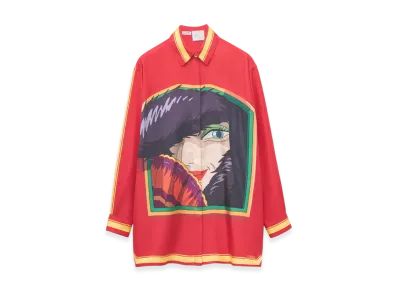 LOEWE x Howl's Moving Castle Witch of the Waste Shirt in Silk "Pink/Yellow"