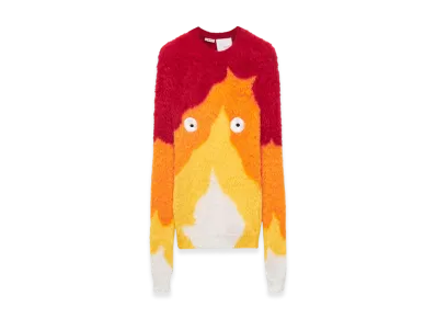 LOEWE x Howl's Moving Castle Calcifer Sweater in Intarsia Knit Multitone "Orange Multitone"
