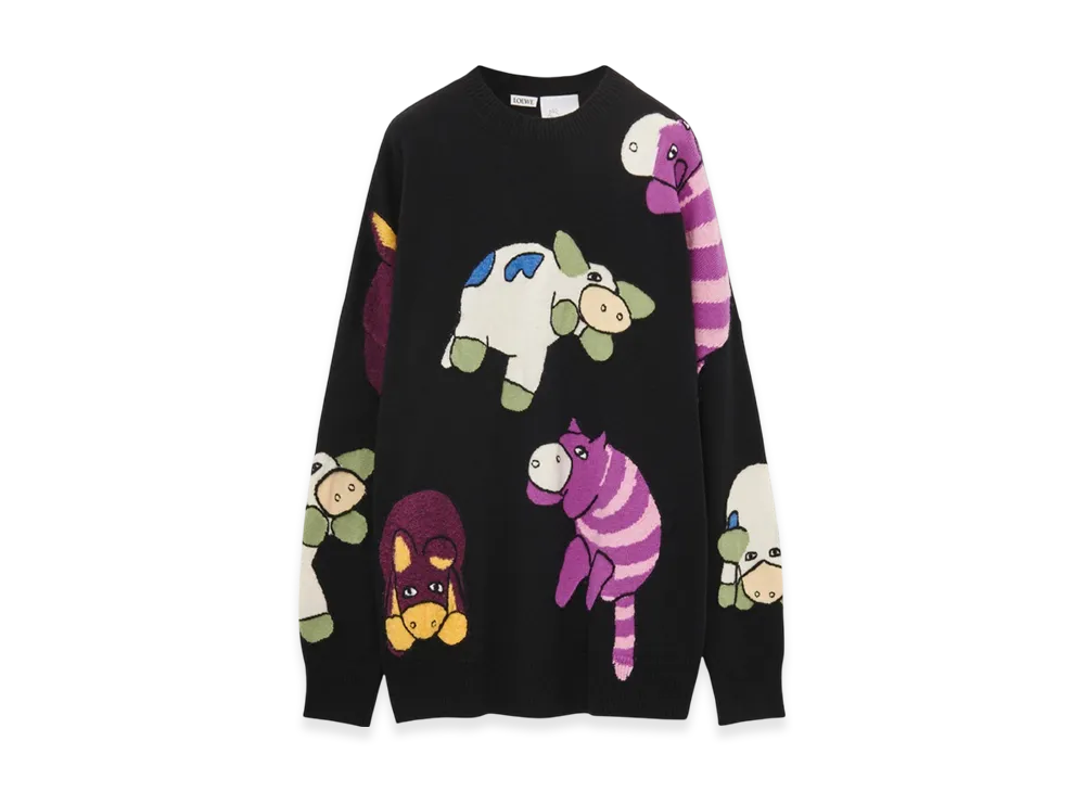 LOEWE x Howl's Moving Castle Magical Animals Sweater in Wool "Black/Multicolor"
