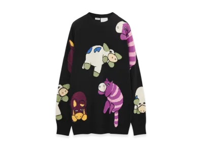 LOEWE x Howl's Moving Castle Magical Animals Sweater in Wool "Black/Multicolor"