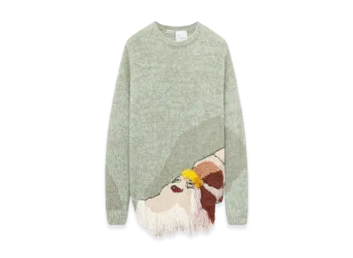 LOEWE x Howl's Moving Castle Heen Embroidered Sweater in Wool "Aniseed Green"