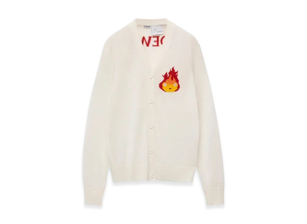 LOEWE x Howl's Moving Castle Calcifer Cardigan in Wool "Ecru"