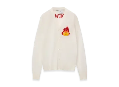 LOEWE x Howl's Moving Castle Calcifer Cardigan in Wool "Ecru"