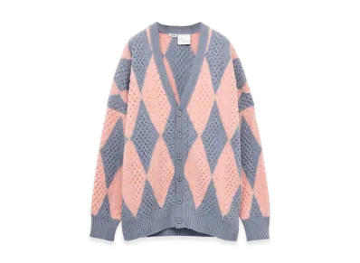 LOEWE x Howl's Moving Castle Diamonds Cardigan in Wool and Cashmere Blend "Lys/Salmon"