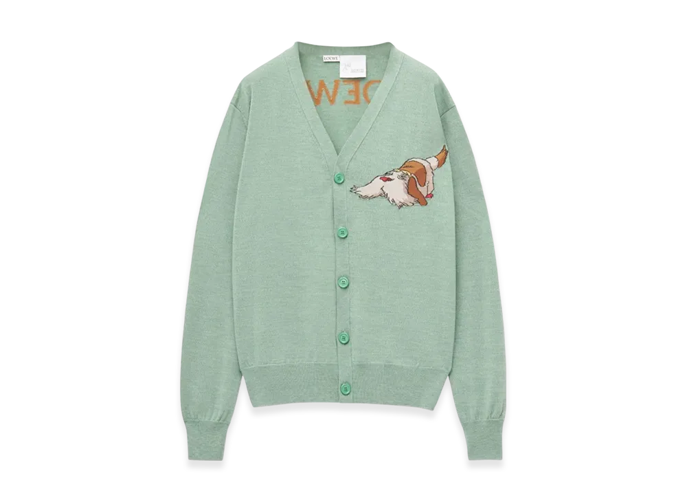 LOEWE x Howl's Moving Castle Heen Cardigan in Wool "Aniseed Green"