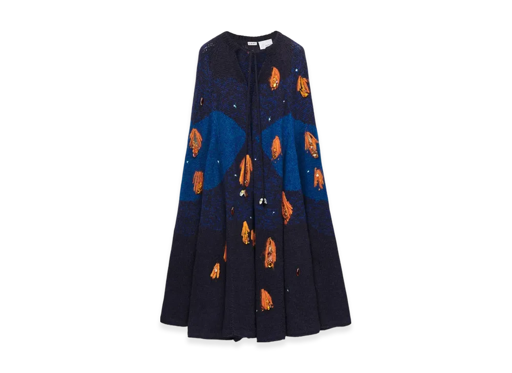 LOEWE x Howl's Moving Castle Magical Sky Cape in Wool and Alpaca Blend "Dark Blue"
