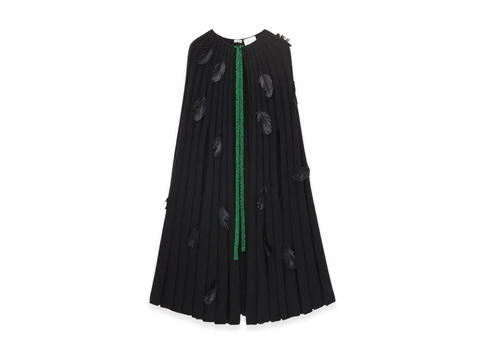 LOEWE x Howl's Moving Castle Feathers Cape in Mohair And Wool Blend "Black"
