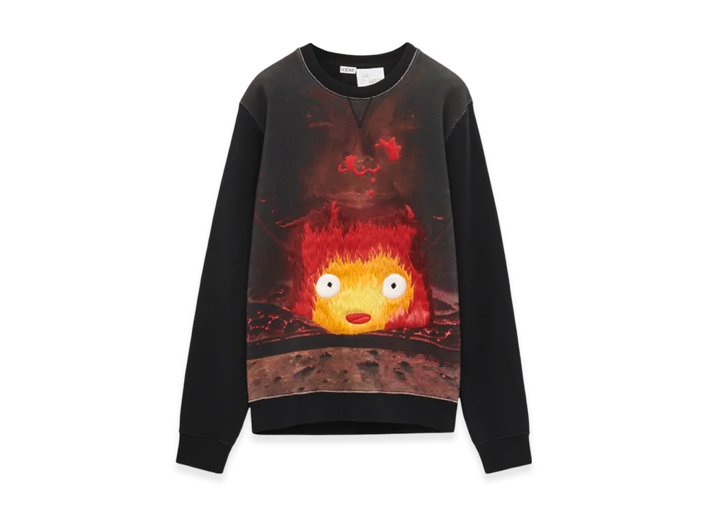 LOEWE x Howl's Moving Castle Calcifer Sweatshirt in Cotton "Black/Multicolor"