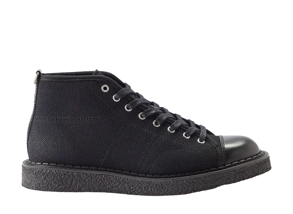 GEORGE COX x Fred Perry Monkey Boots Single Crepe Sole "Black" Canvas Collected Leather SB6335_102_V2_Q423